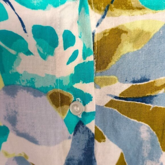 (331)Cathy Daniels Women's Linen Blend Floral Print Button down Shirt size Small - Picture 4 of 6